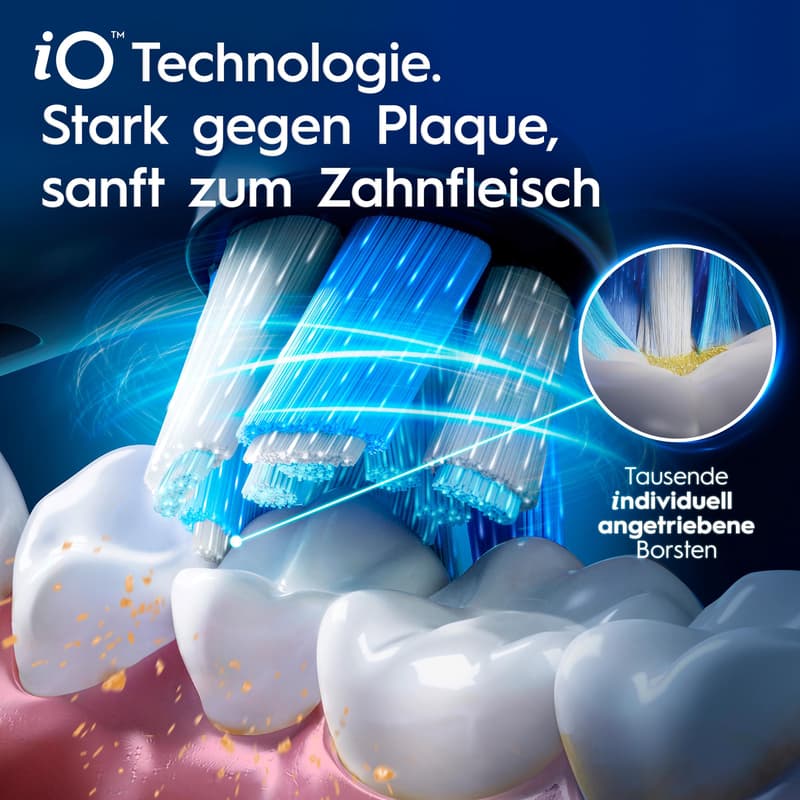 Oral-B iO 3 Elektrische Zahnbürste | Matt Black | 1 Aufsteckbürste | Aufsteckbürstenhalter
