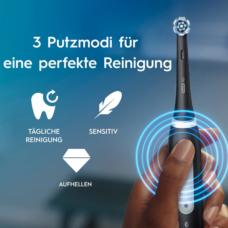 Oral-B iO 3 Elektrische Zahnbürste | Matt Black | 1 Aufsteckbürste | Aufsteckbürstenhalter