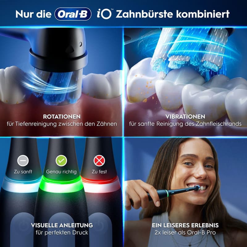 Oral-B iO 3 Elektrische Zahnbürste | Matt Black | 1 Aufsteckbürste | Aufsteckbürstenhalter