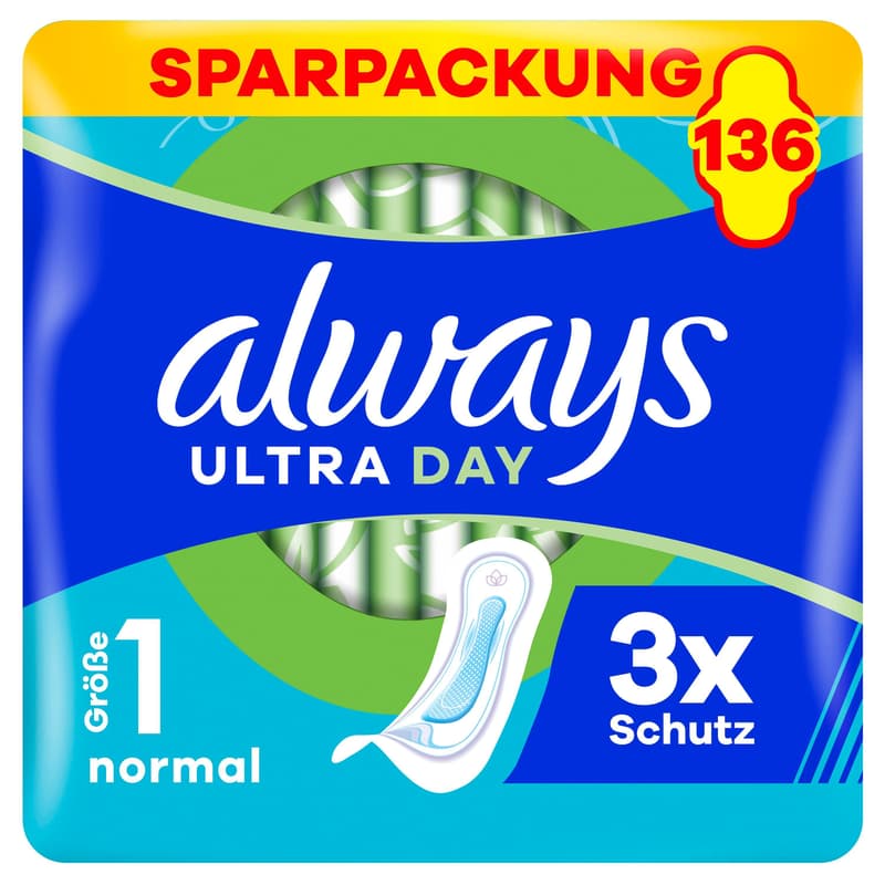 Always Ultra Damenbinden Normal Monatspaket, (4 x 34)
