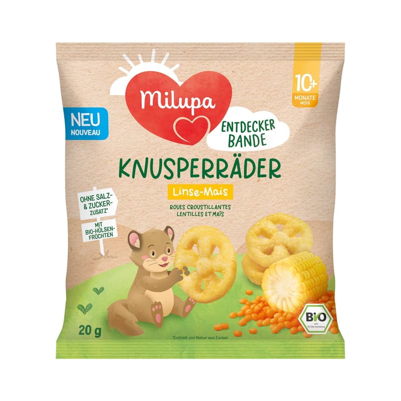 Milupa Entdeckerbande – Crispy wheels with lentils and corn
