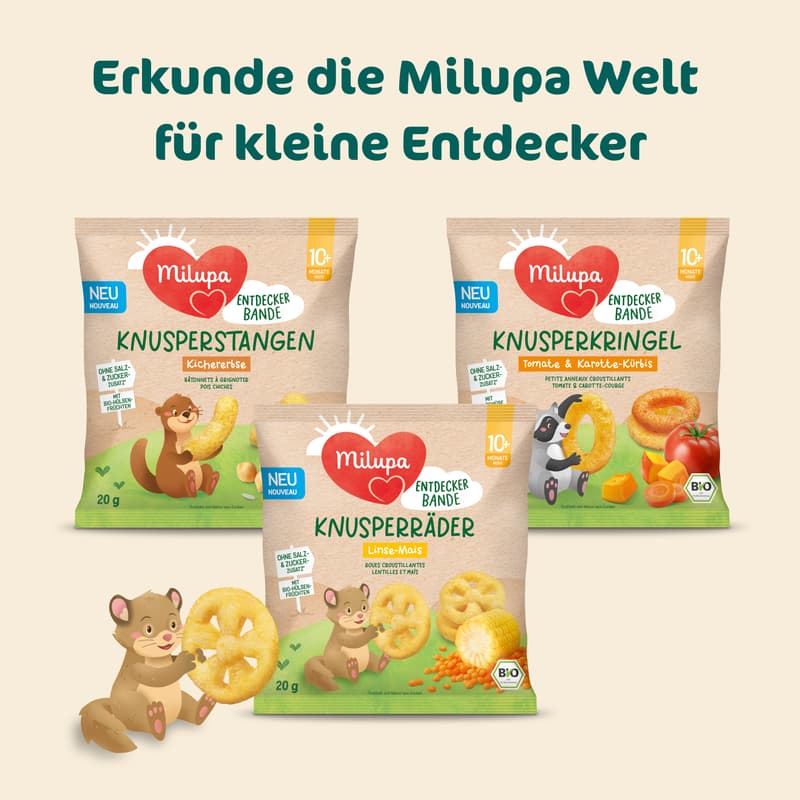 Milupa Entdeckerbande – Crispy wheels with lentils and corn