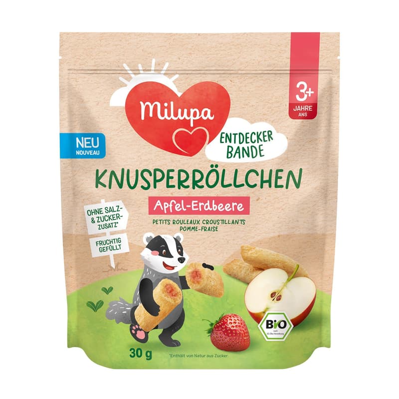 Milupa BIO Entdeckerbande – Knusperröllchen Apfel-Erdbeere