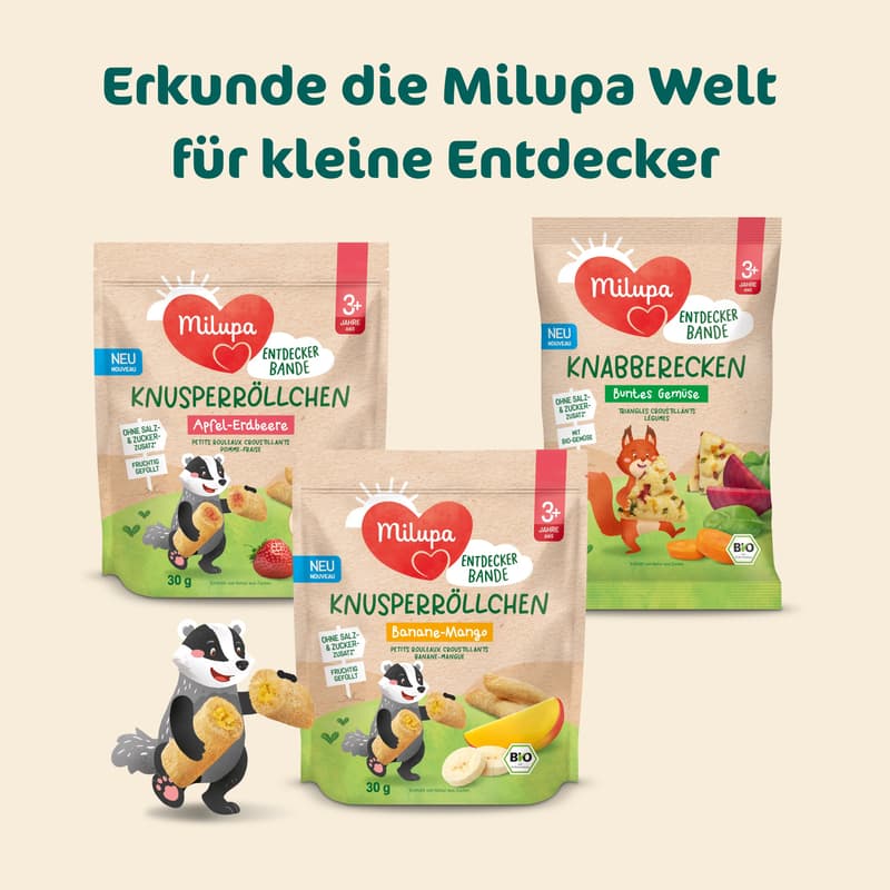 Milupa BIO Entdeckerbande – Knusperröllchen Banane-Mango