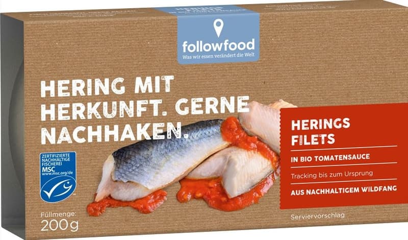 followfish MSC Herring fillets in organic tomato sauce