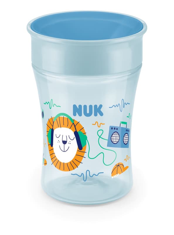 NUK Magic Cup 230ml, 360°-Trinkrand, abdichtende Silikonscheibe, ab 8 Monaten, blau