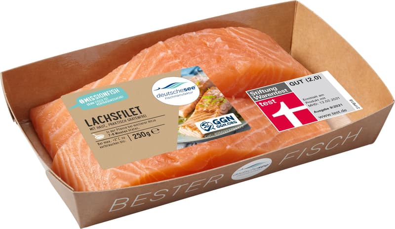Deutsche See Lachsfilet mit Haut, 1-2 Stücke