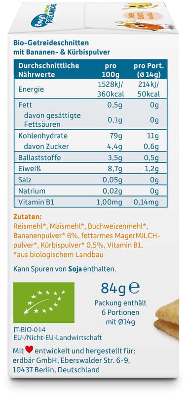 Freche Freunde BIO Knusper-Schnitte Banane & Kürbis