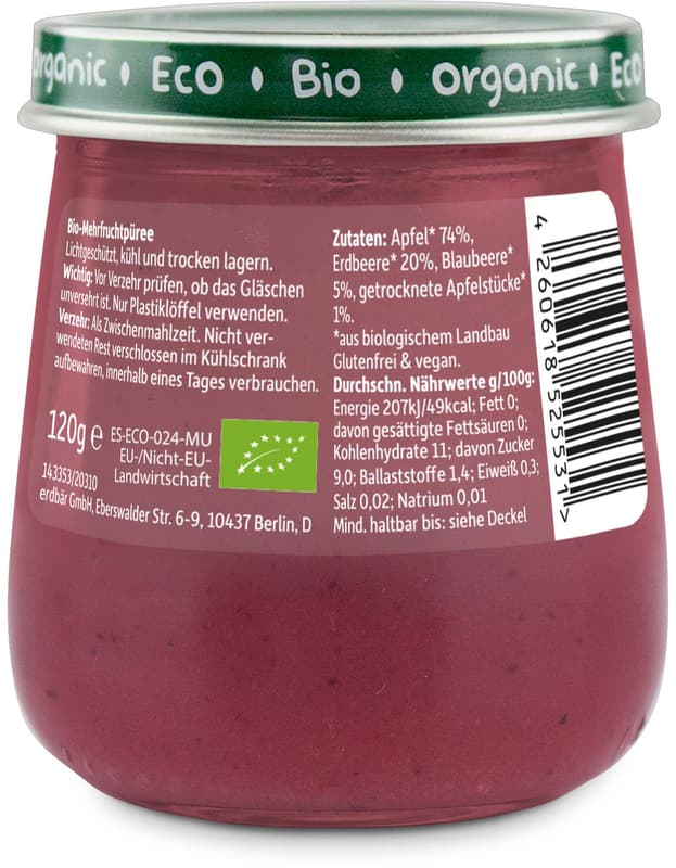 Freche Freunde BIO Gläschen Apfel, Erdbeere & Blaubeere