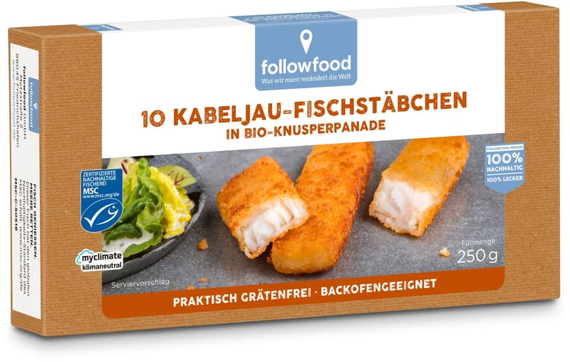 followfood MSC 10 Kabeljau Fischstäbchen