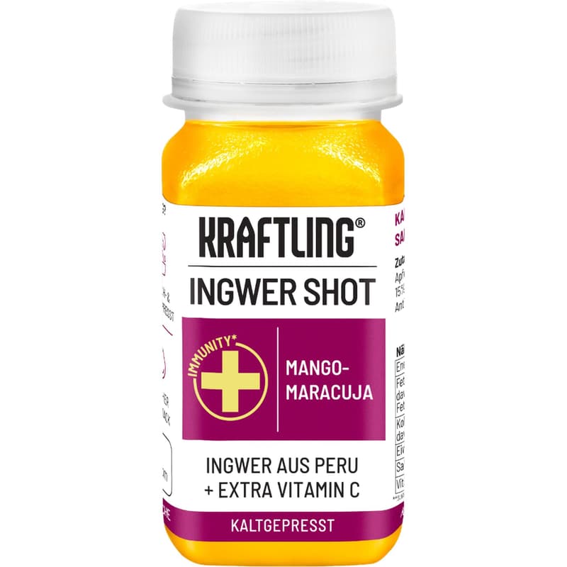 Kraftling Ingwer Shot Mango-Maracuja HPP-Qualität