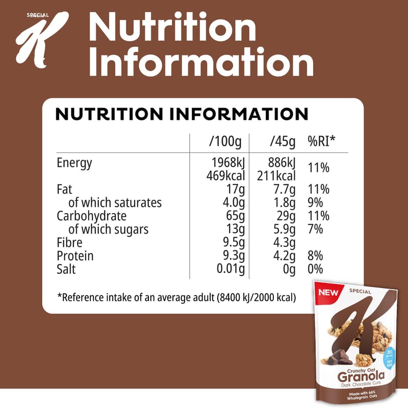 Kellogg's Special K Crunchy Oat Granola Dark Chocolate