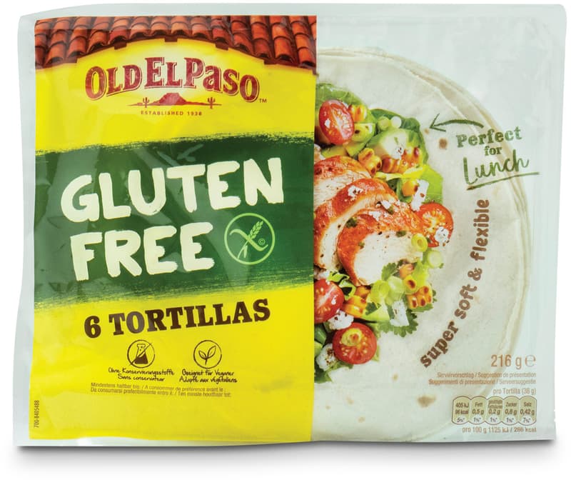 OLD EL PASO Tortillas Gluten free 6 Pieces 36 G OLD EL PASO Tortillas Gluten free 6 Pieces 36 G