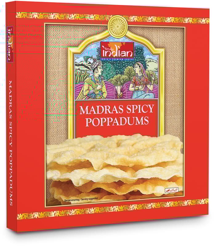 Truly Indian Poppadums Madras (gewürzt)