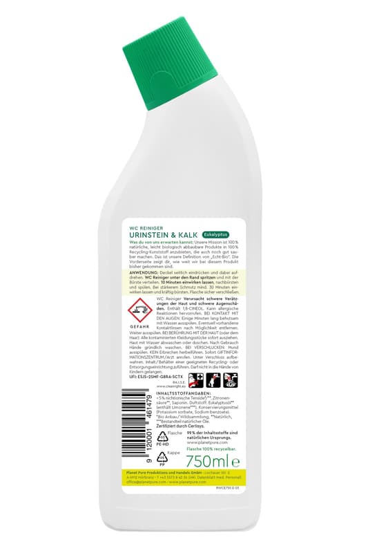 Planet Pure WC Reiniger Urinstein & Kalk Eukalyptus