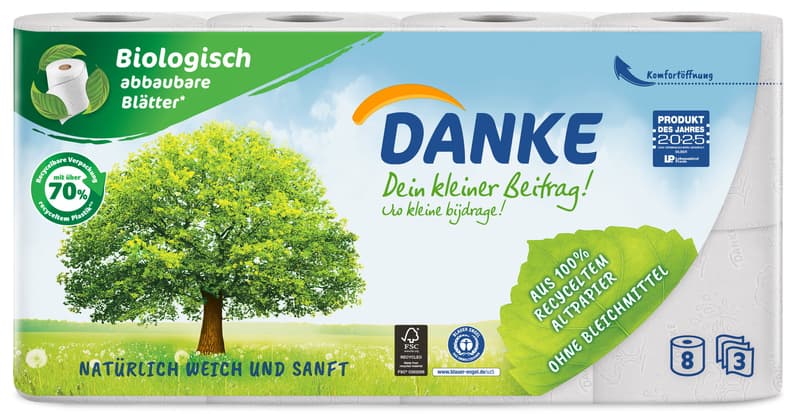 DANKE Toilettenpapier 3 lagig