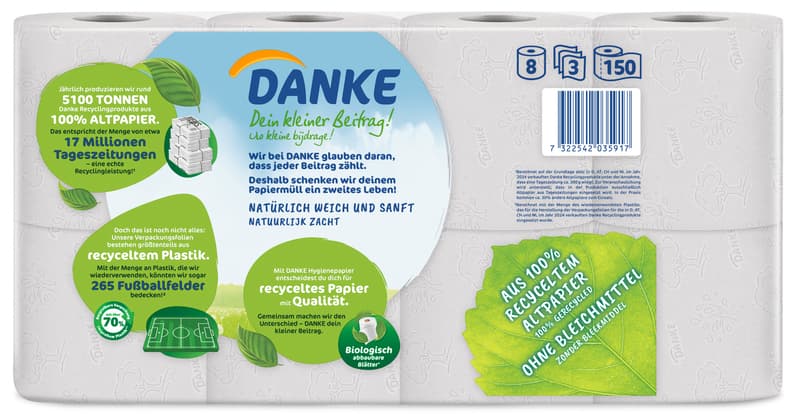 DANKE Toilettenpapier 3 lagig
