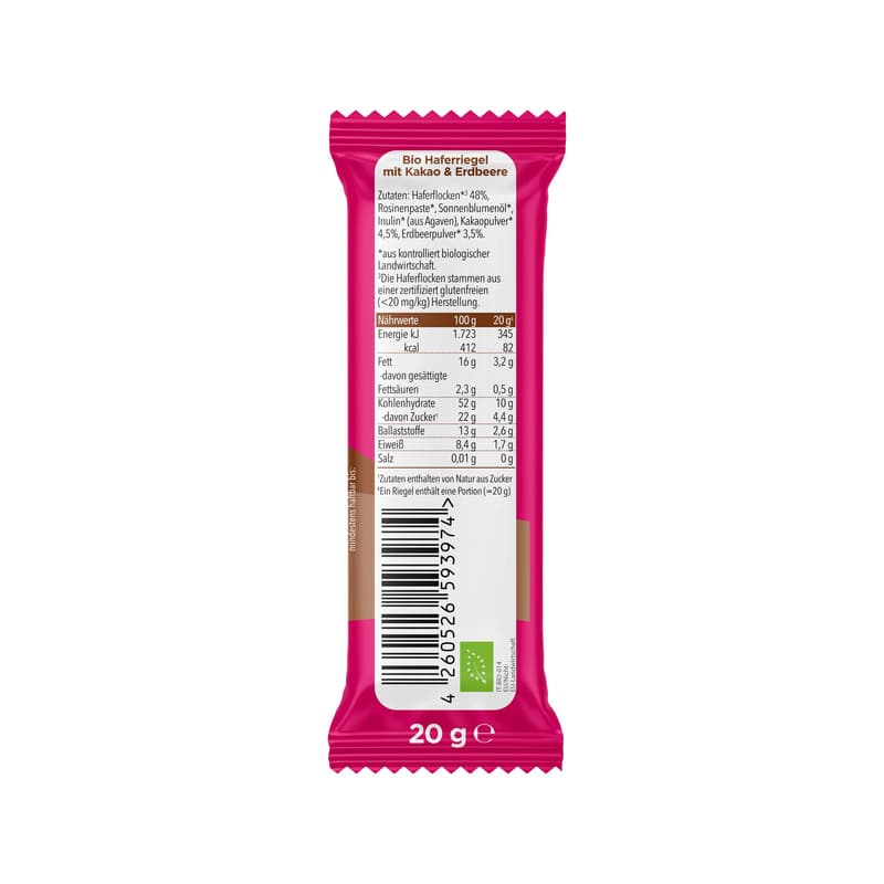 Pumpkin Organics/ Bio Haferriegel mit Kakao & Erdbeere