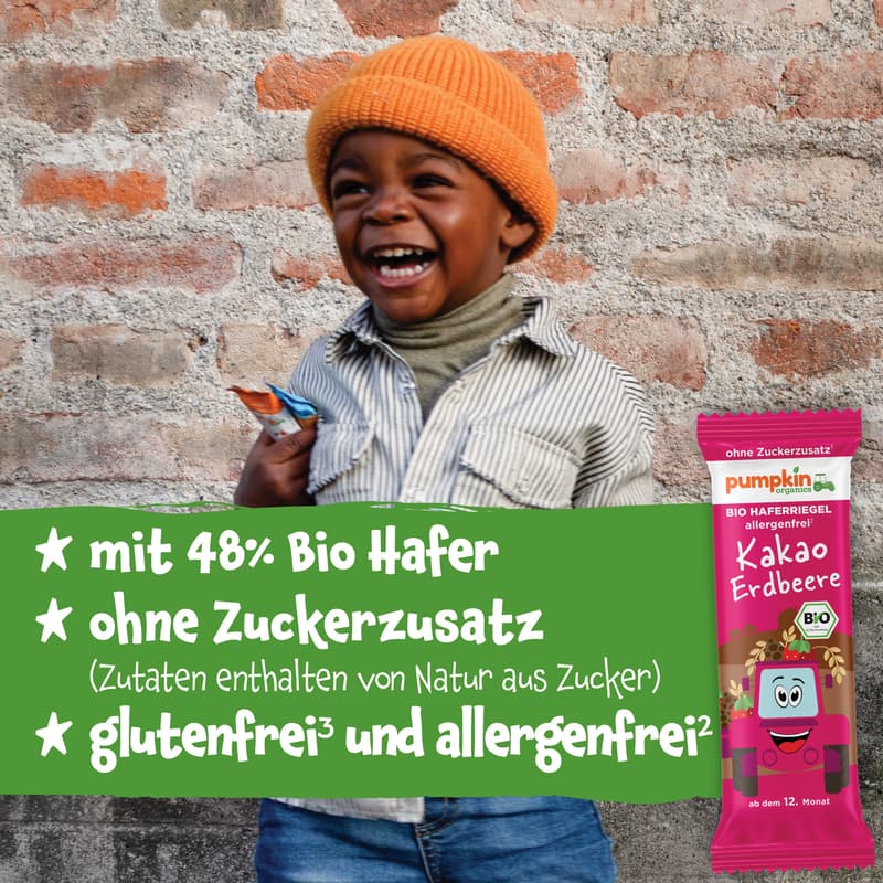 Pumpkin Organics/ Bio Haferriegel mit Kakao & Erdbeere