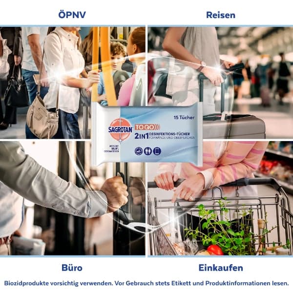 Sagrotan 2in1 Desinfektions-Tücher für Hände und Oberflächen