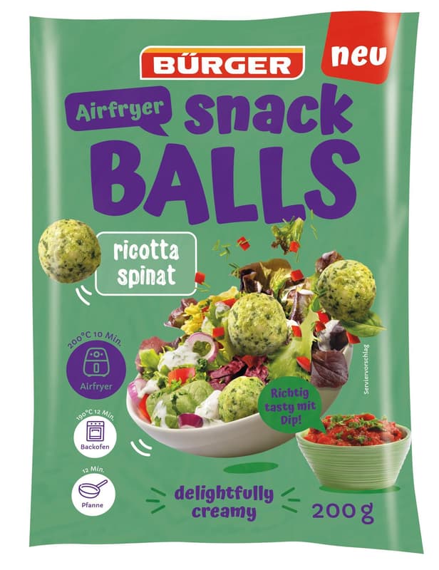 Bürger Airfryer Snack BALLS Ricotta / Spinat