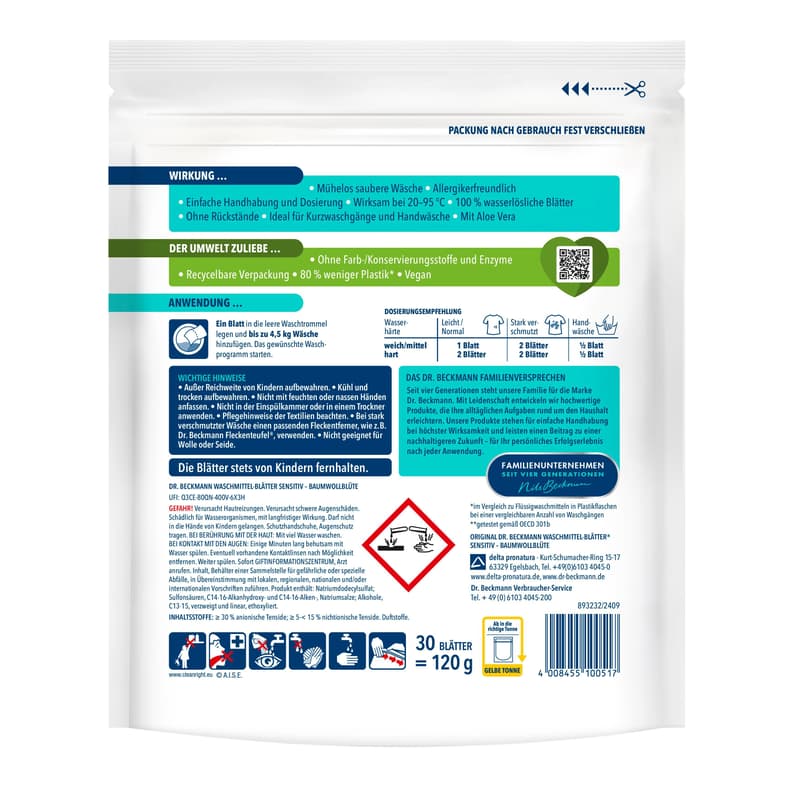 Dr. B. Wasch.-Blätter Sensitiv Baumwollblüte