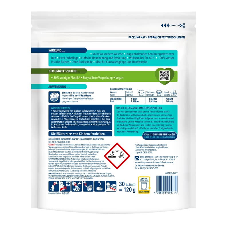 Dr. B. Waschmittel-Blätter Colour Protect Blütenfrisch