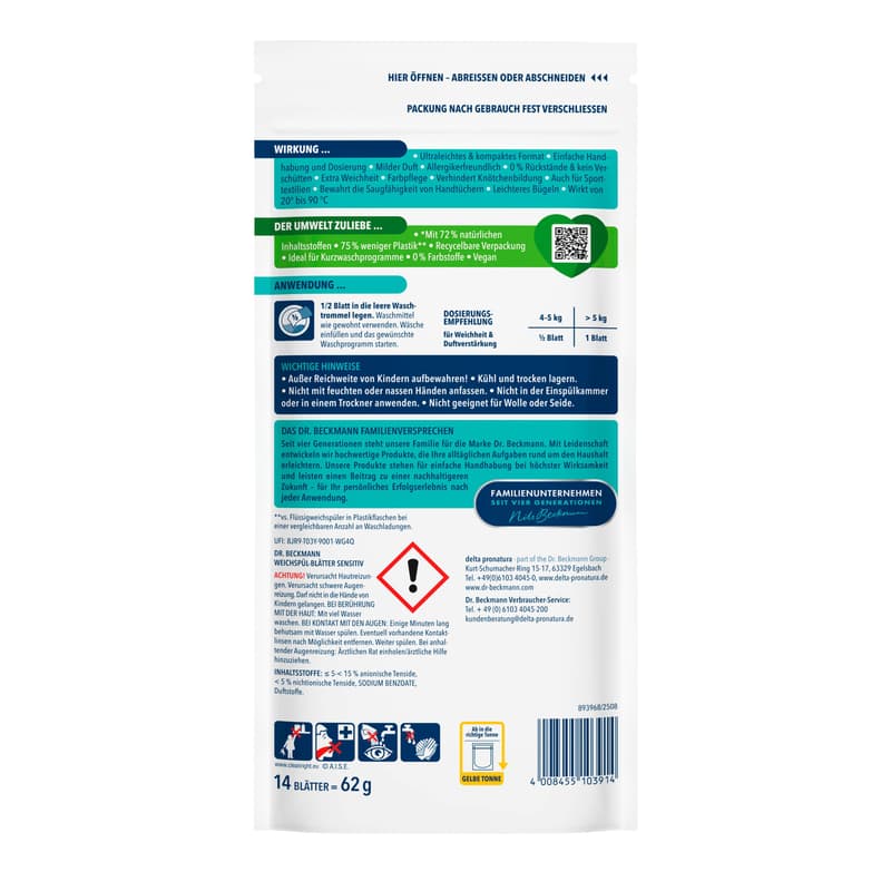 Dr.B.Weichspül-Blätter Sensitiv 14St 28 WL