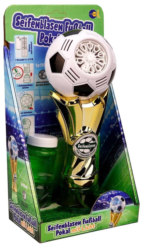 Fun Unlimited soap bubbles machine soccal trophy gold/black/white with illumination