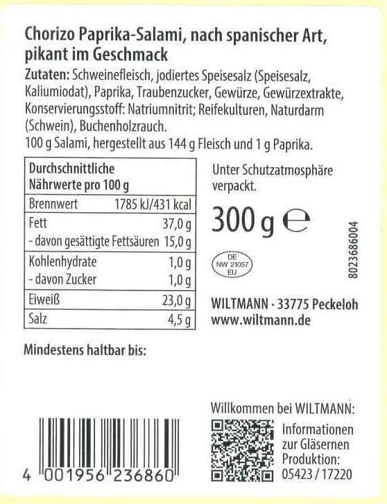 Wiltmann  Chorizo-Paprika-Salami 300g