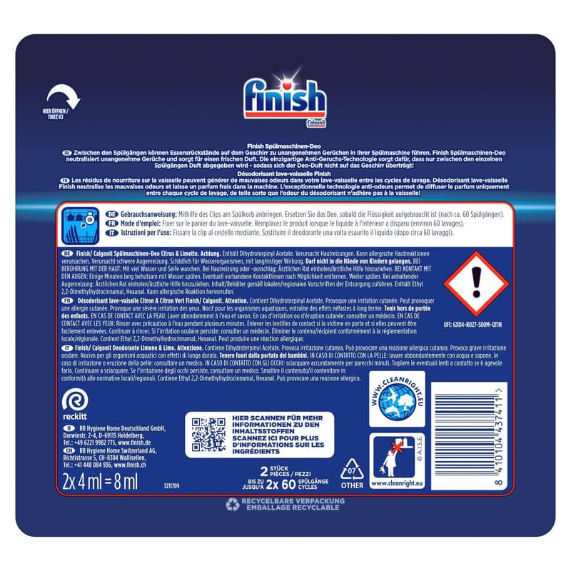 Finish Dishwasher Deodorizer Citrus & Lime Duo Pack, 2 Pieces
