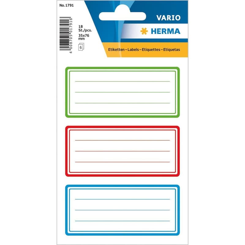 HERMA Schuletiketten Tricolor 76x35mm