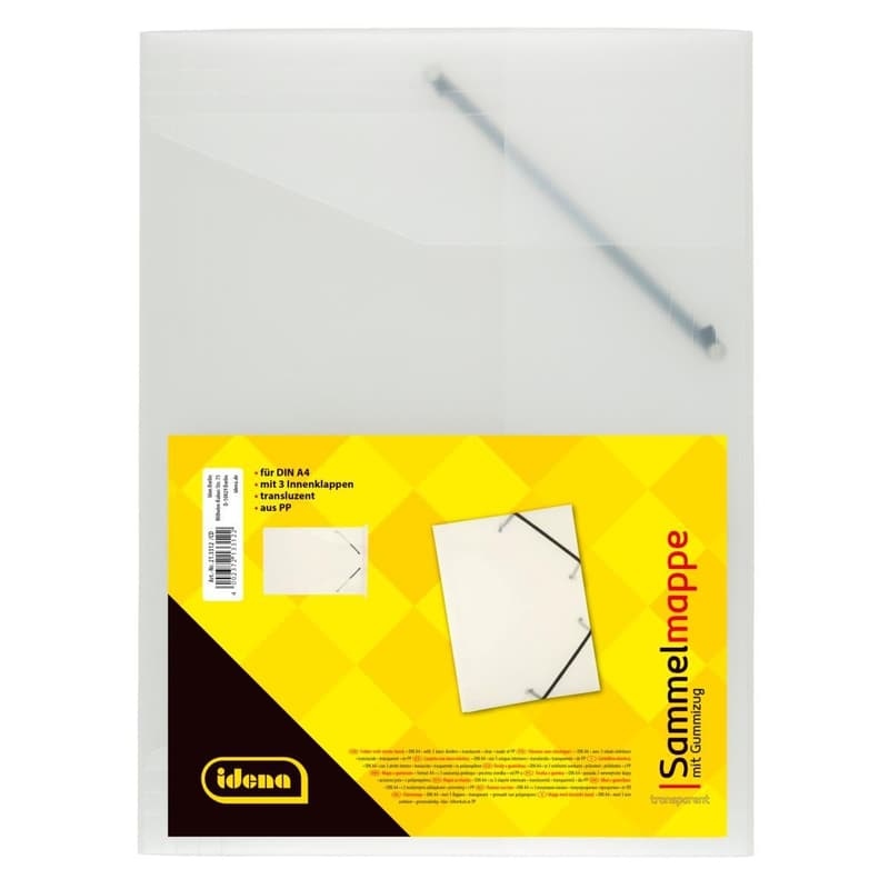 Idena Sammelmappe PP mit Gummizug transluzent weiß DIN A4