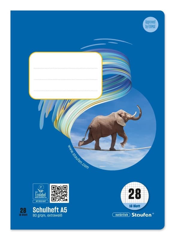 Staufen excercise book Style 16 pages DIN A5 lineation 28 checkered with double correction edge