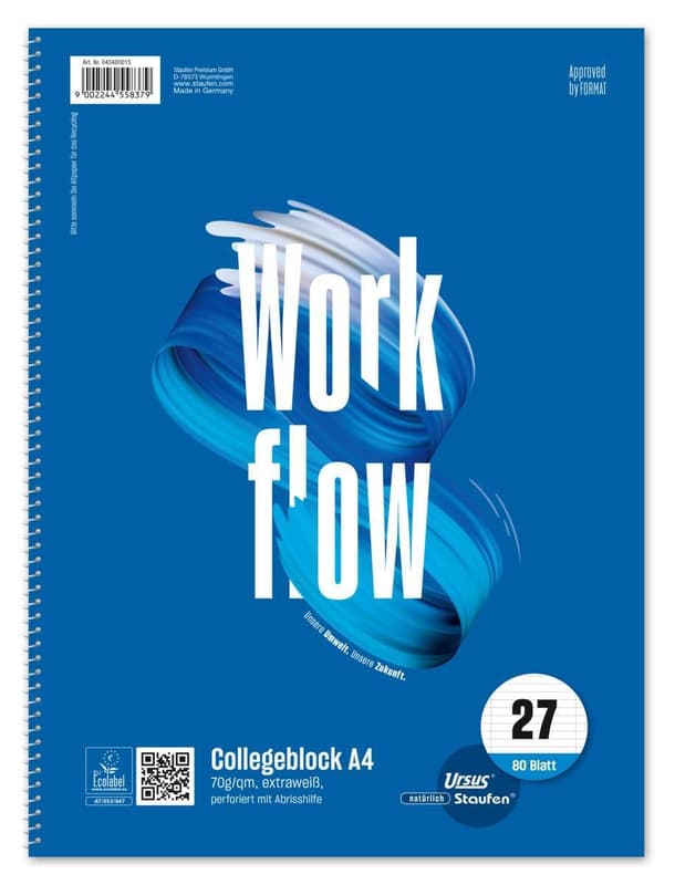 Staufen Collegeblock Style Workflow lineation 27 lined mit double correction edge 80 pages DIN A4