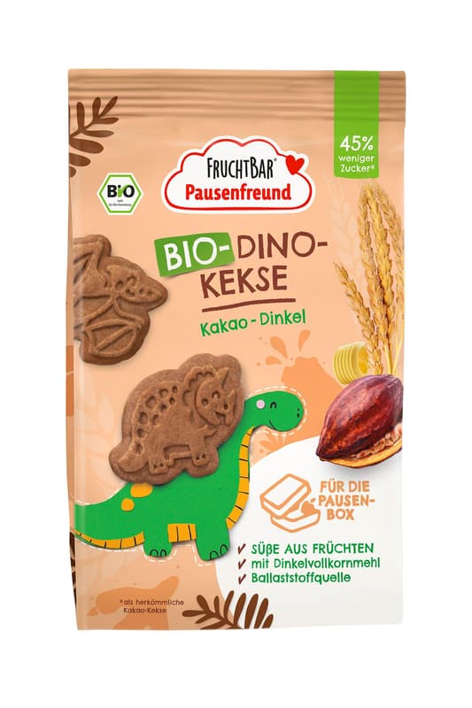 FruchtBar Pausenfreund Bio-Dino-Kekse-Kakao, Dinkel