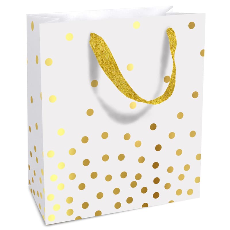Tasche 18x21x8cm "Golden Dots weiß"