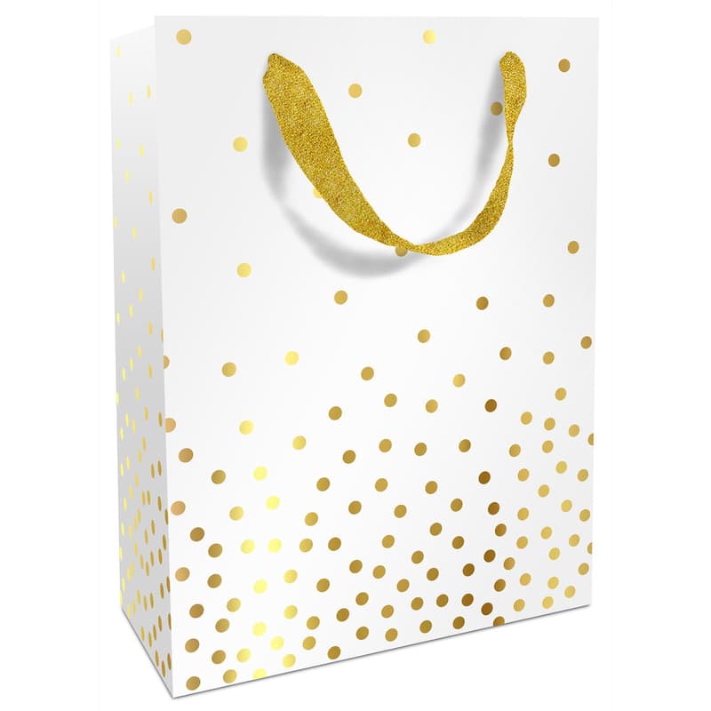 Tasche 26x36x13cm "Golden Dots weiß"