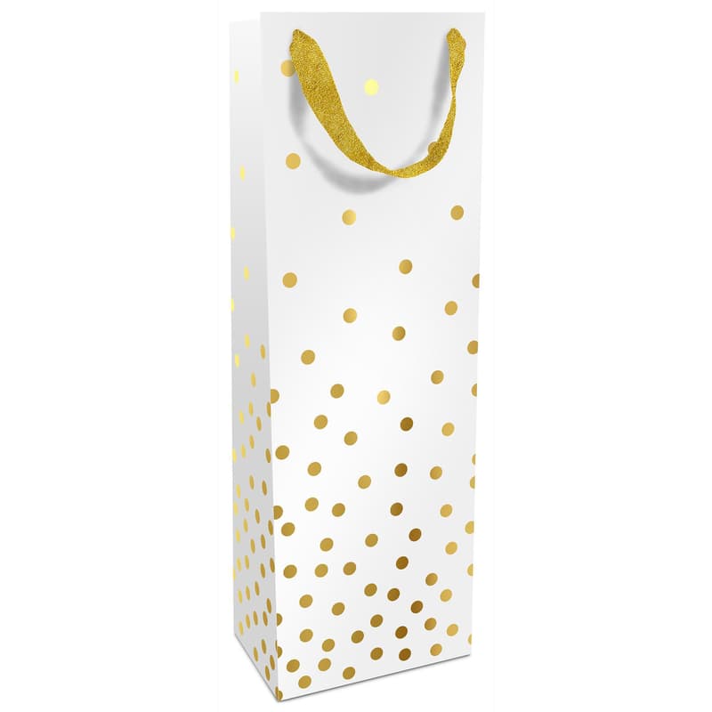 Flaschentasche 12x36x8cm "Golden Dots weiß"