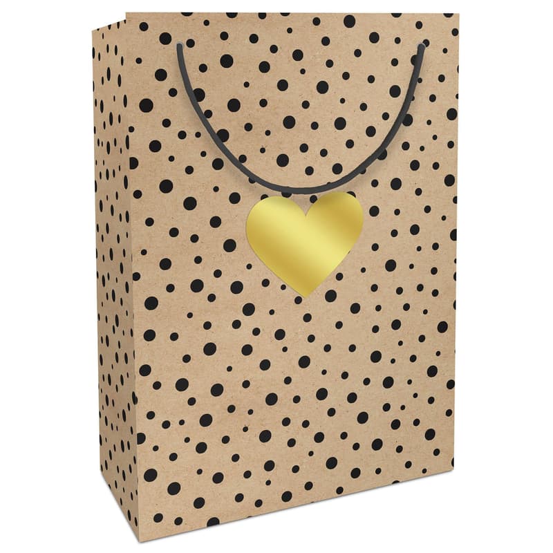 Tasche 23x33x11cm "Kraftpapier Polka Dots Herz"