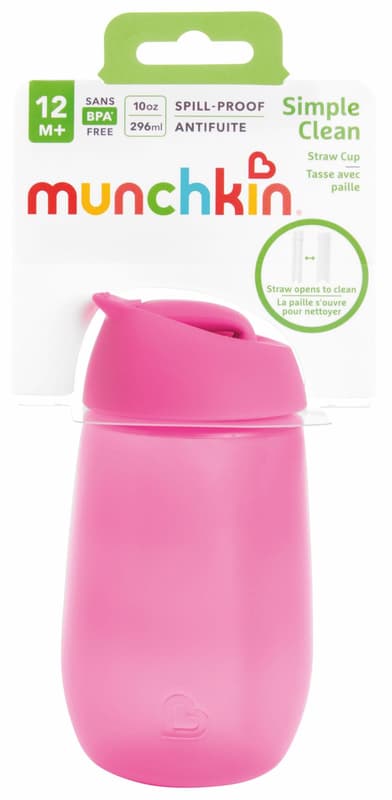 Munchkin Drinking Bottle with Straw Pink