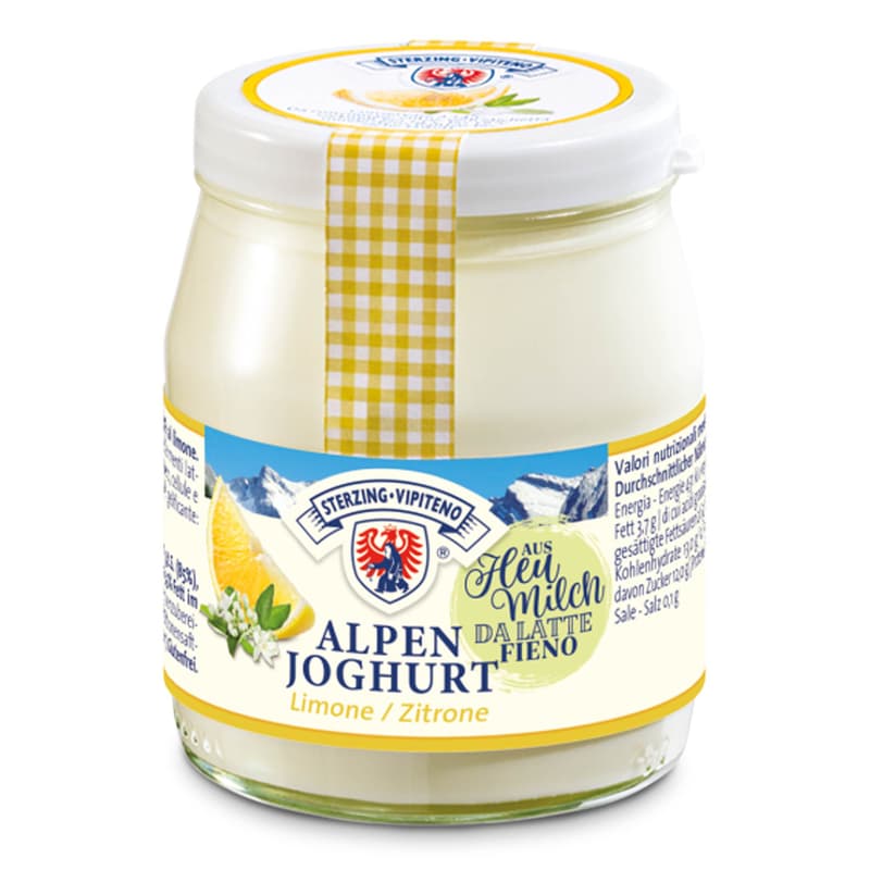 Sterzing Alpenjoghurt aus Heumilch Zitrone im Glas