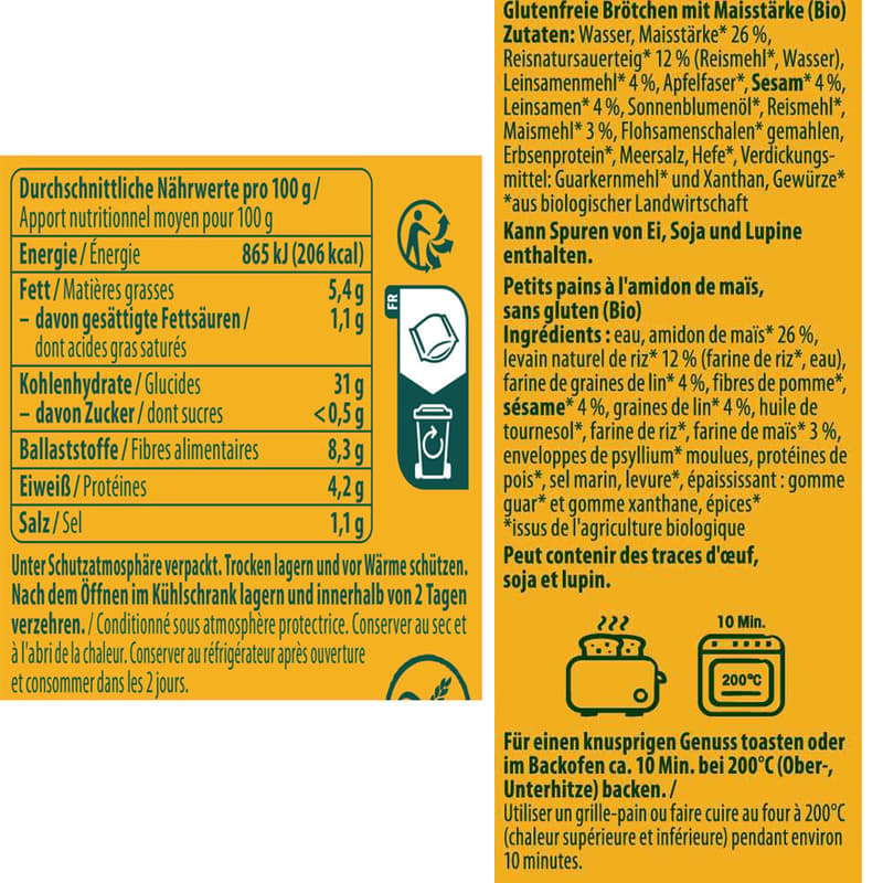 Alnavit BIO Körnige Brötchen glutenfrei