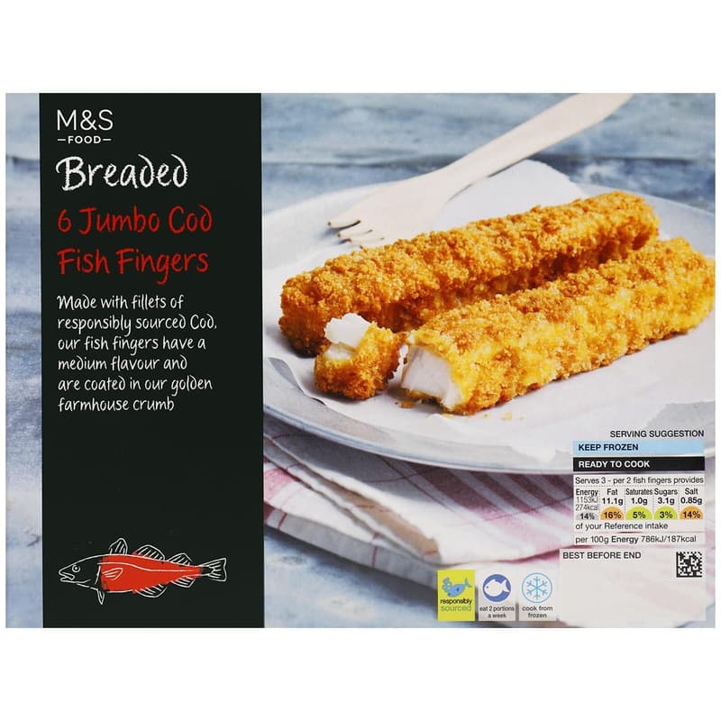 Marks & Spencer 6 Breaded Jumbo Cod Fish Fingers