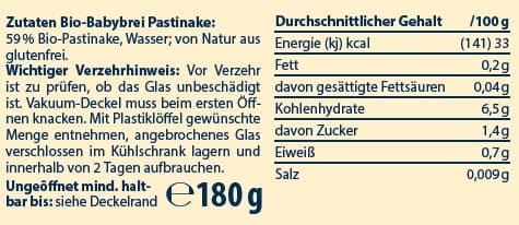 Sprösslinge Bioland Babybrei Pastinake