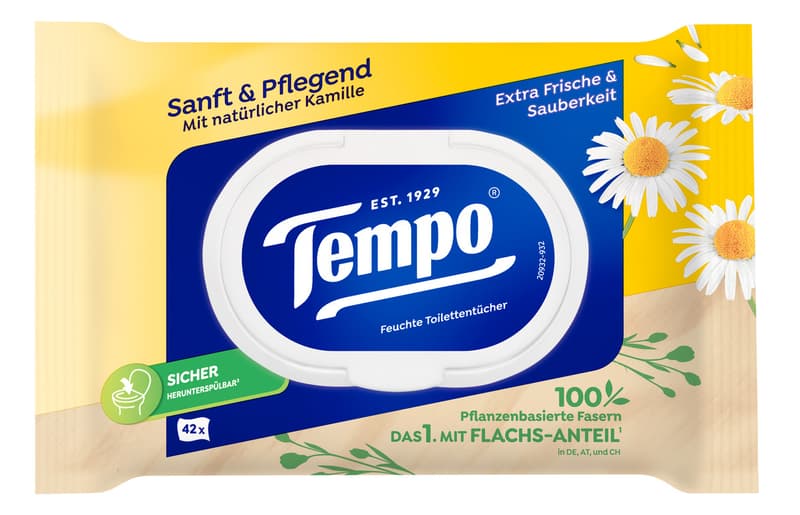 Tempo feuchte Toilettentücher sanft & pflegend Kamille