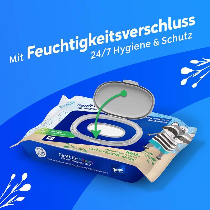 Tempo feuchte Toilettentücher sanft für Kinder