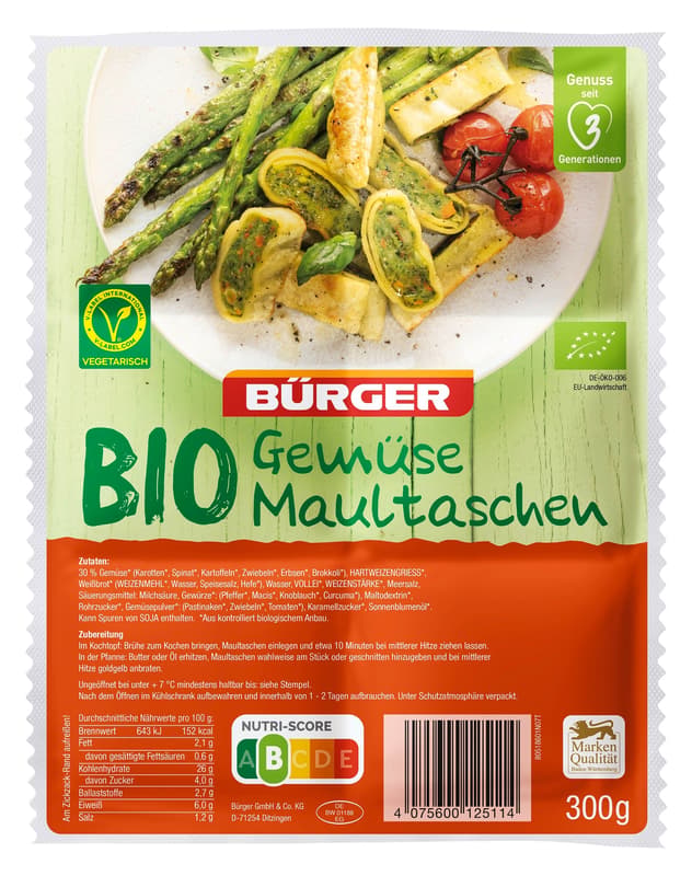 Bürger ORGANIC vegetable ravioli