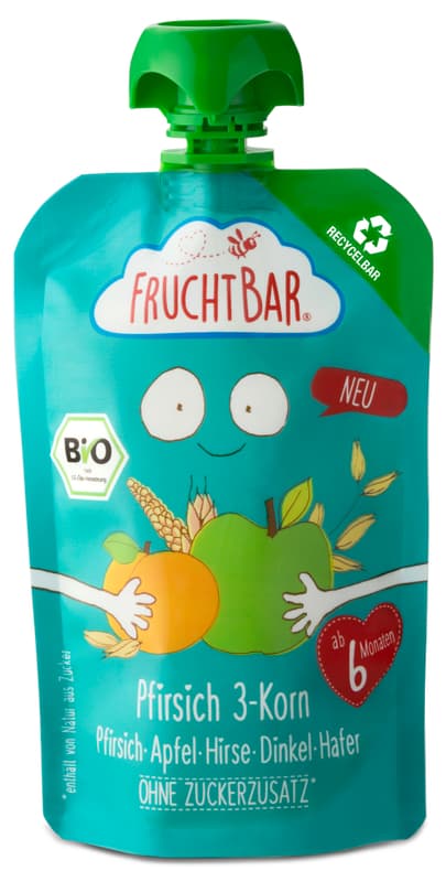 FruchtBar Organic Quetschie Peach-3-Grain