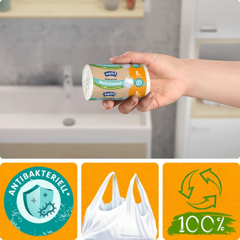 Swirl 5 litre carry handle bin liners Bath & Cosmetics Tearproof & leakproof